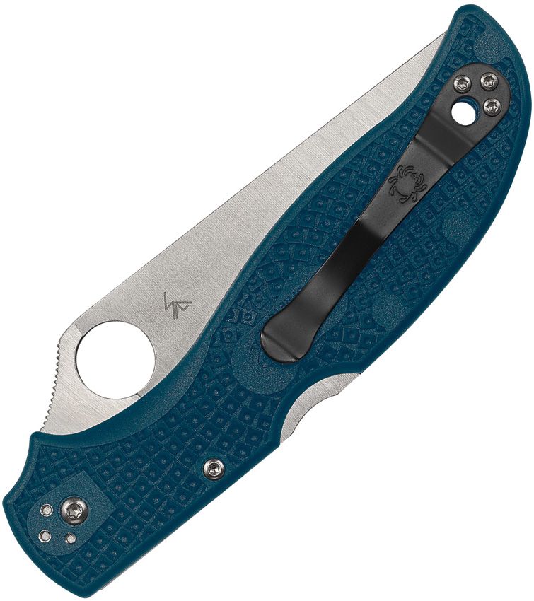 Stretch 2 XL Lightweight, K390 Satin Modified Clip Point Glatte Klinge, blauer FRN-Griff