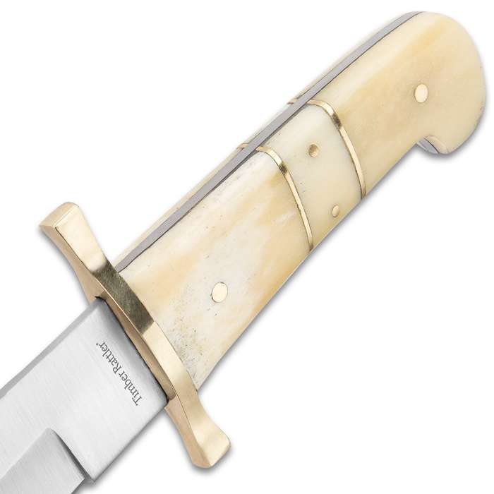 Camel Bone Bowie Knife - Two-Knife Set with Leather Twin Sheath