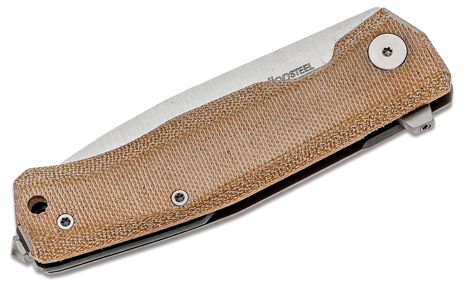 Myto, M390 Satin Blade, Natural Canvas Micarta and Titanium Handle