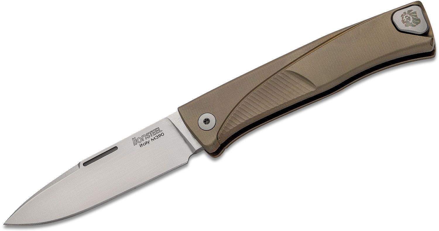 Thrill, M390 Satin Blade, Bronze Titanium Handle
