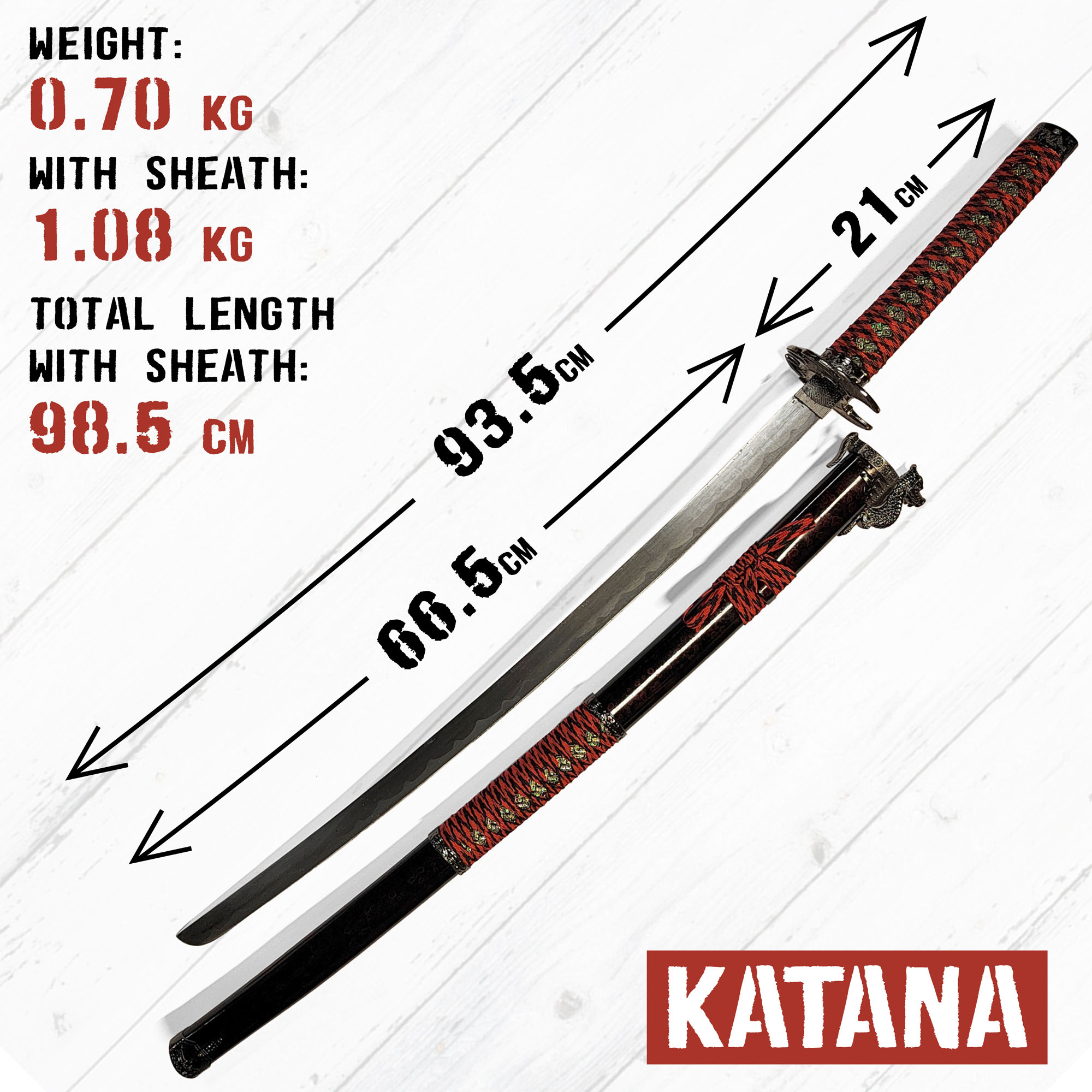 Samurai Schwert 3er Set mit Ständer - Drache (Katana, Wakizashi und Tanto)