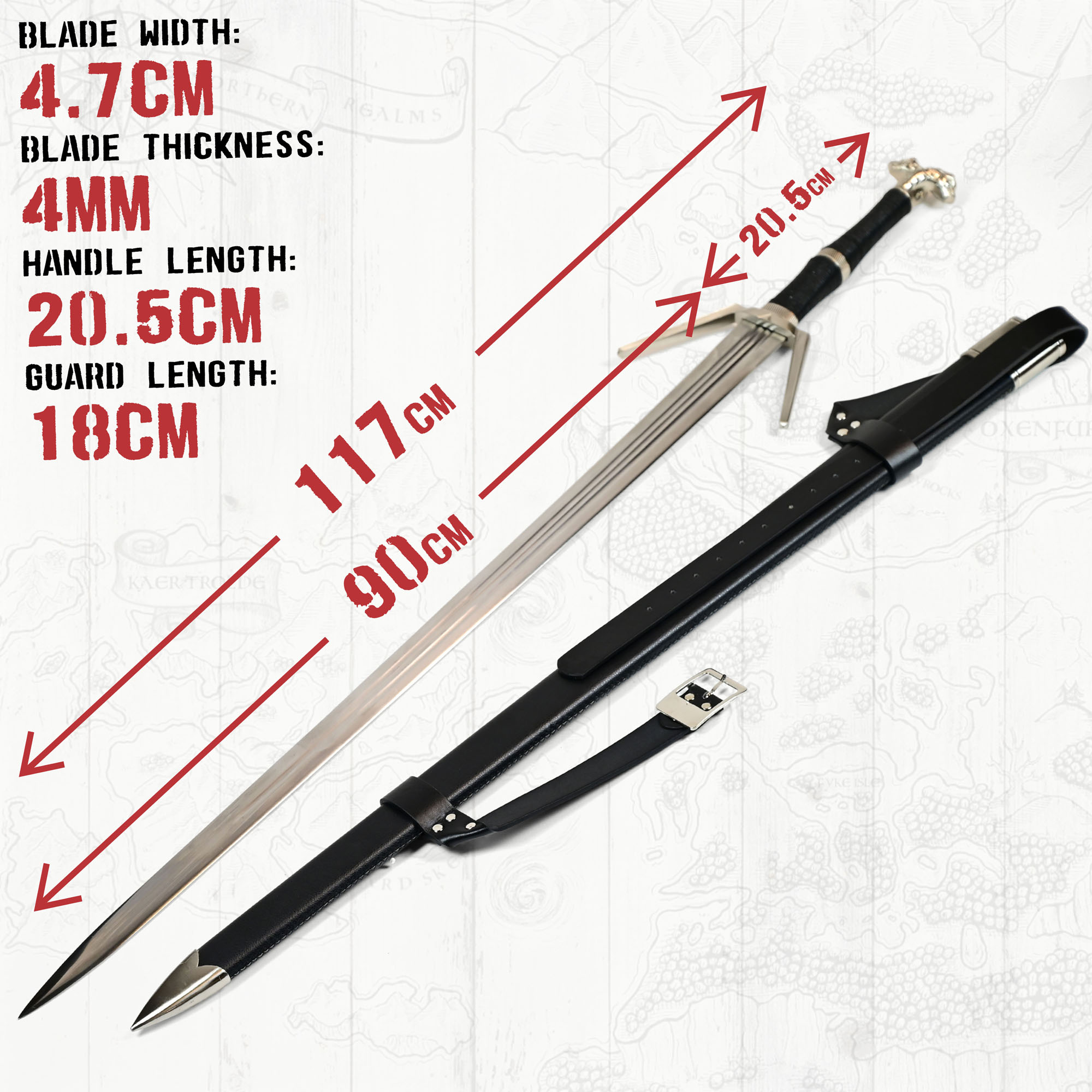 Witcher - Silber Schwert mit Scheide + Wanddisplay