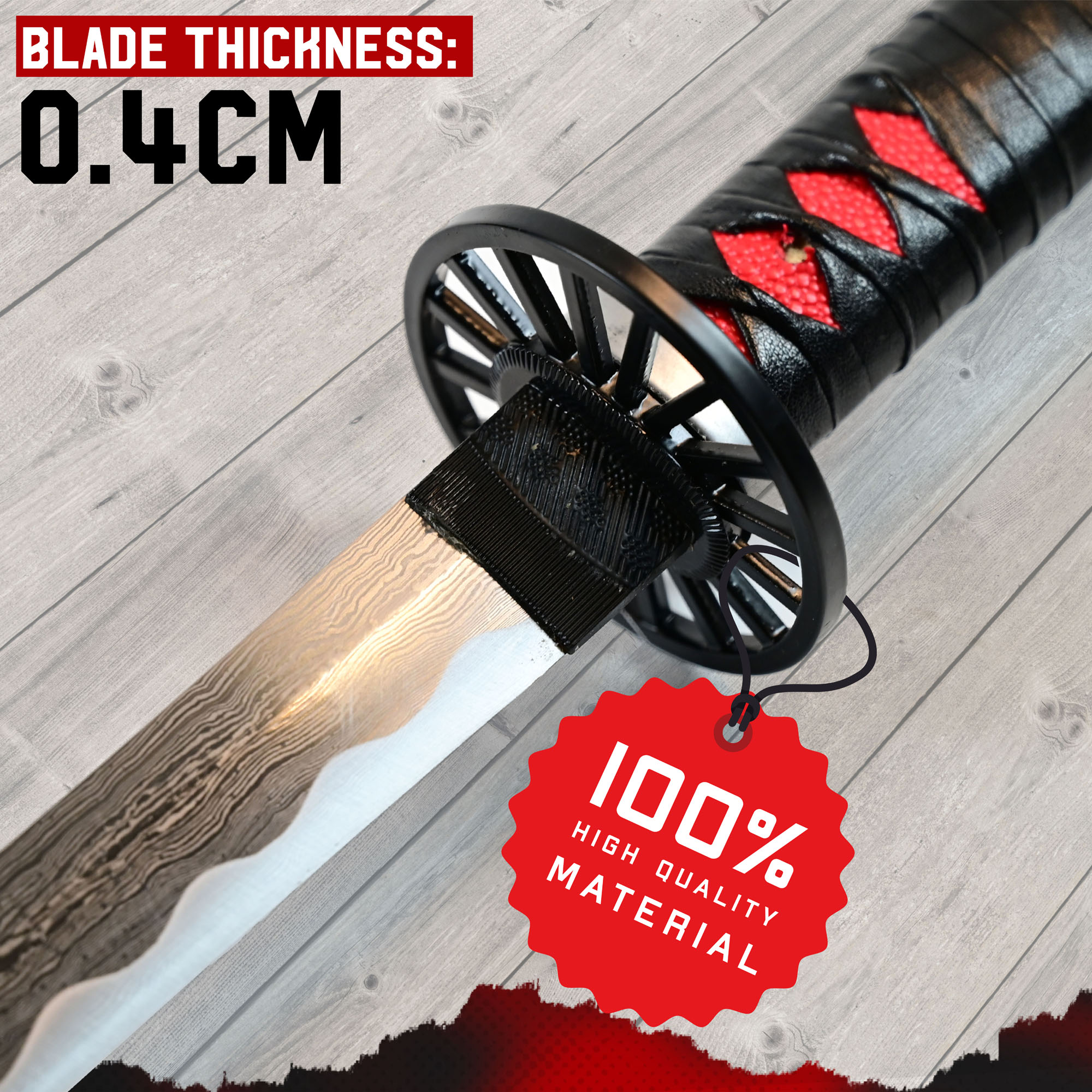 Demon Slayer: Kimetsu no Yaiba Kamado Tanjirou's Schwert, handgeschmiedet & gefaltet, Set