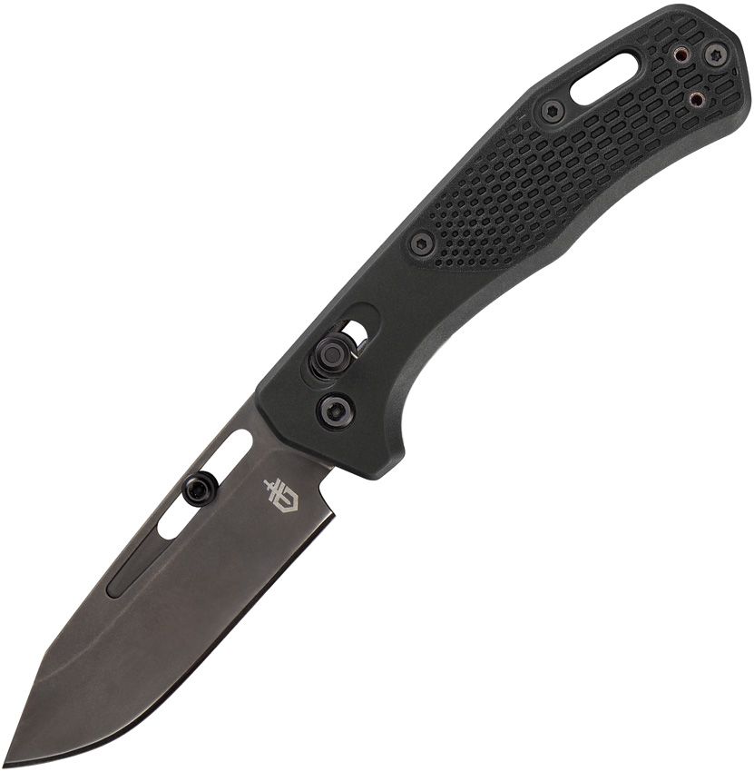 Assert Crossbar-Messer, schwarze Clip-Point-Klinge aus S30V, strukturierte schwarze Griffe