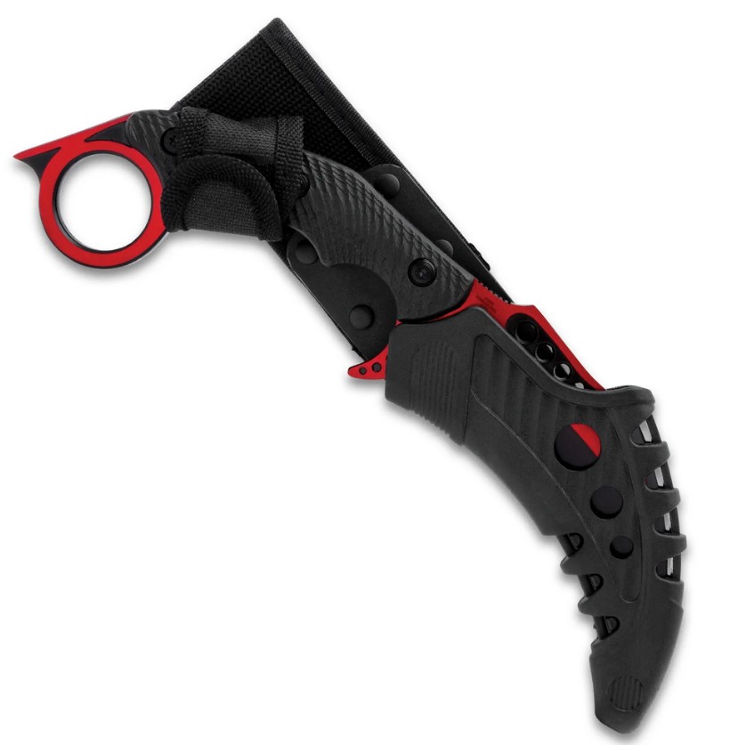 M48 Rotes Liberator Falcon Karambit mit Scheide