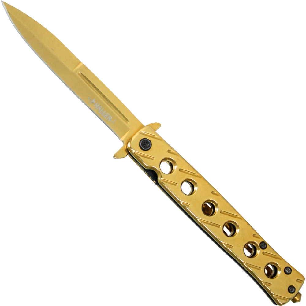 Stiletto Taschenmesser gold