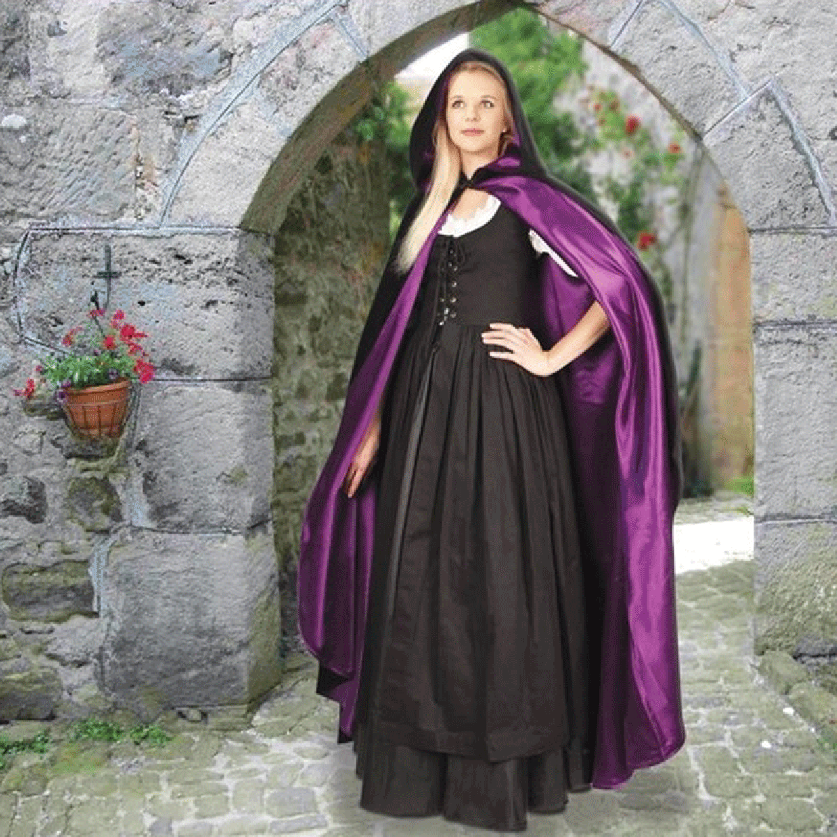 Hooded Black Velvet Cloak