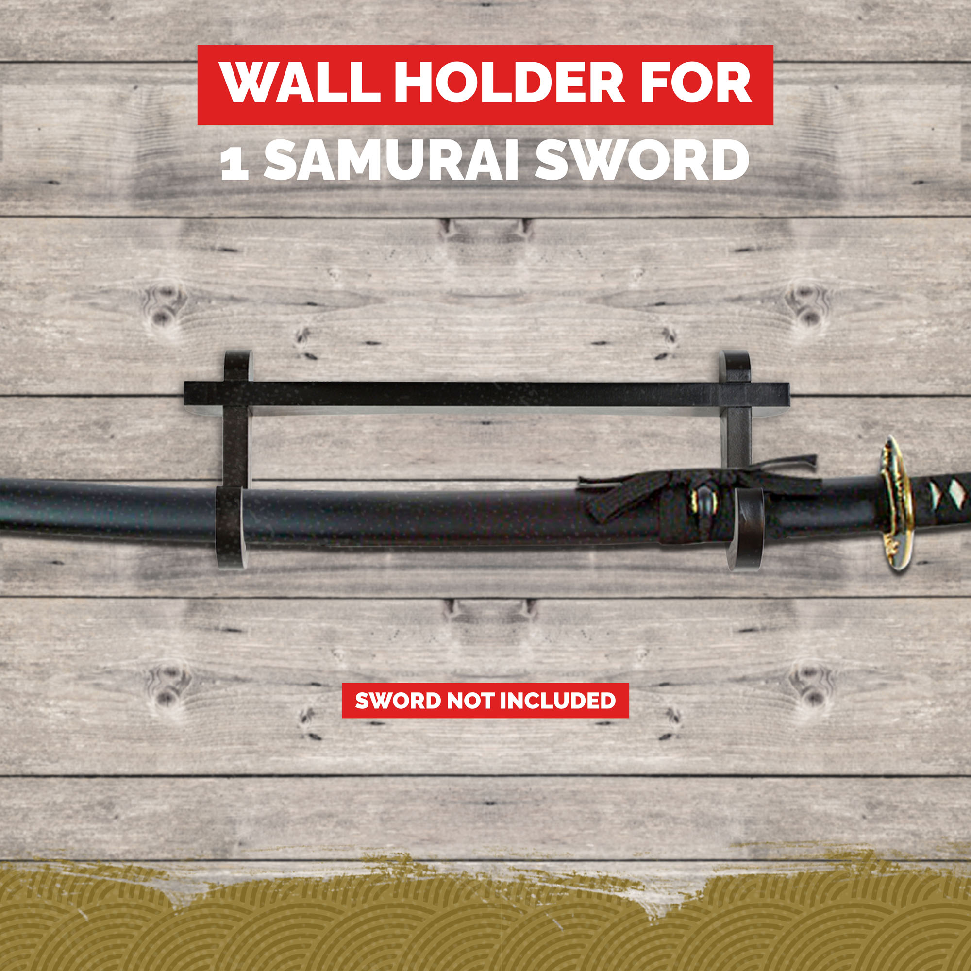 Wall holder for 1 Samurai sword