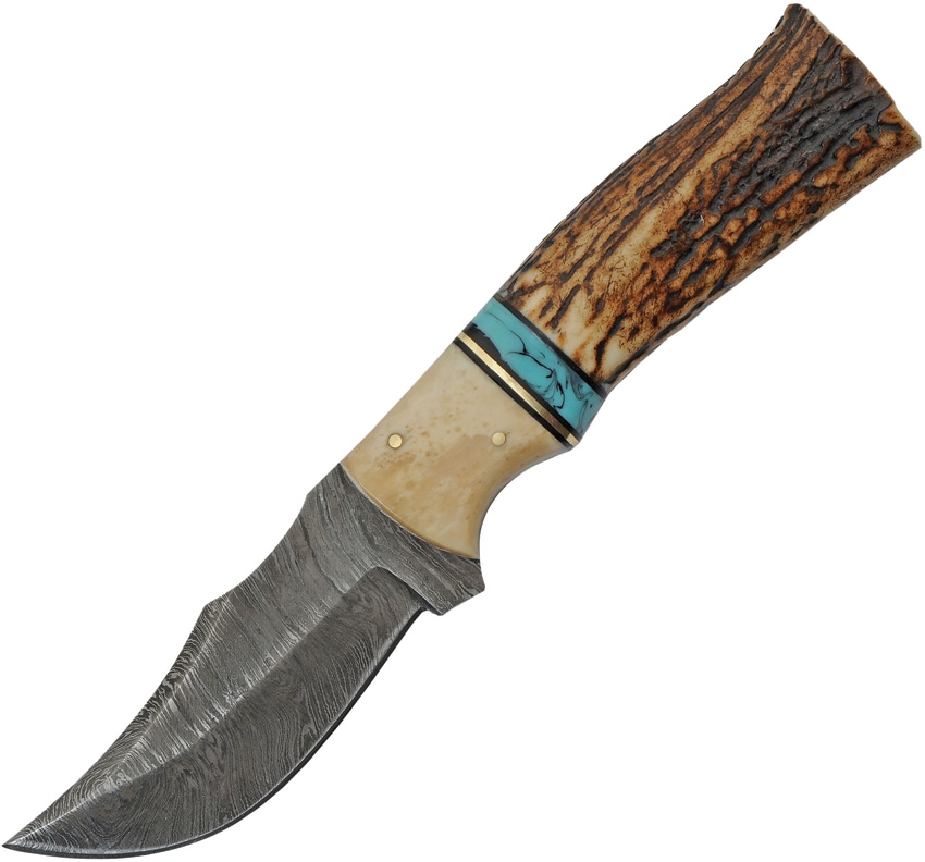 Stag and Turquoise Damascus Skinner 
