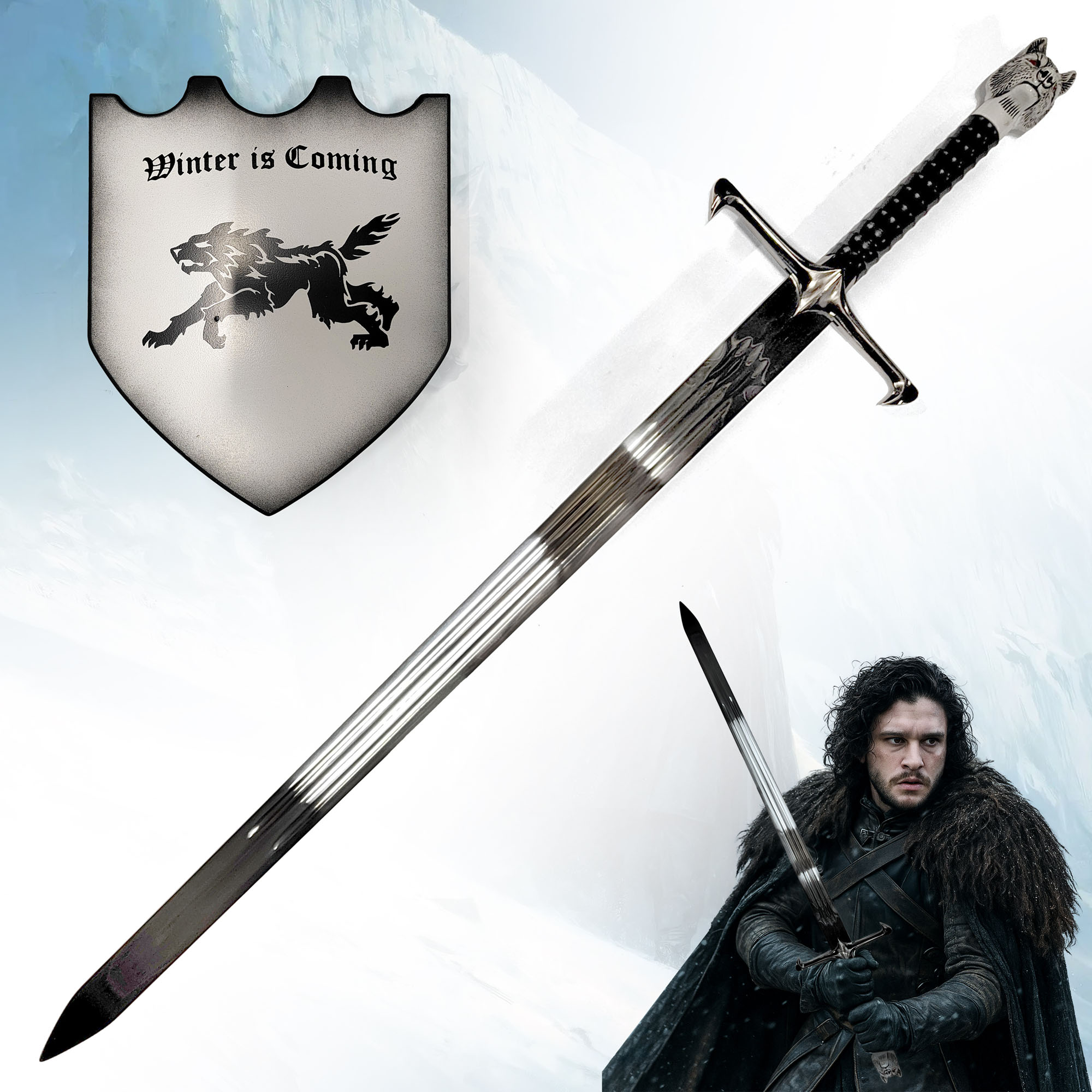 Jon Schnees Schwert "Langklaue" – Replik (Game of Thrones) mit Wandhalter