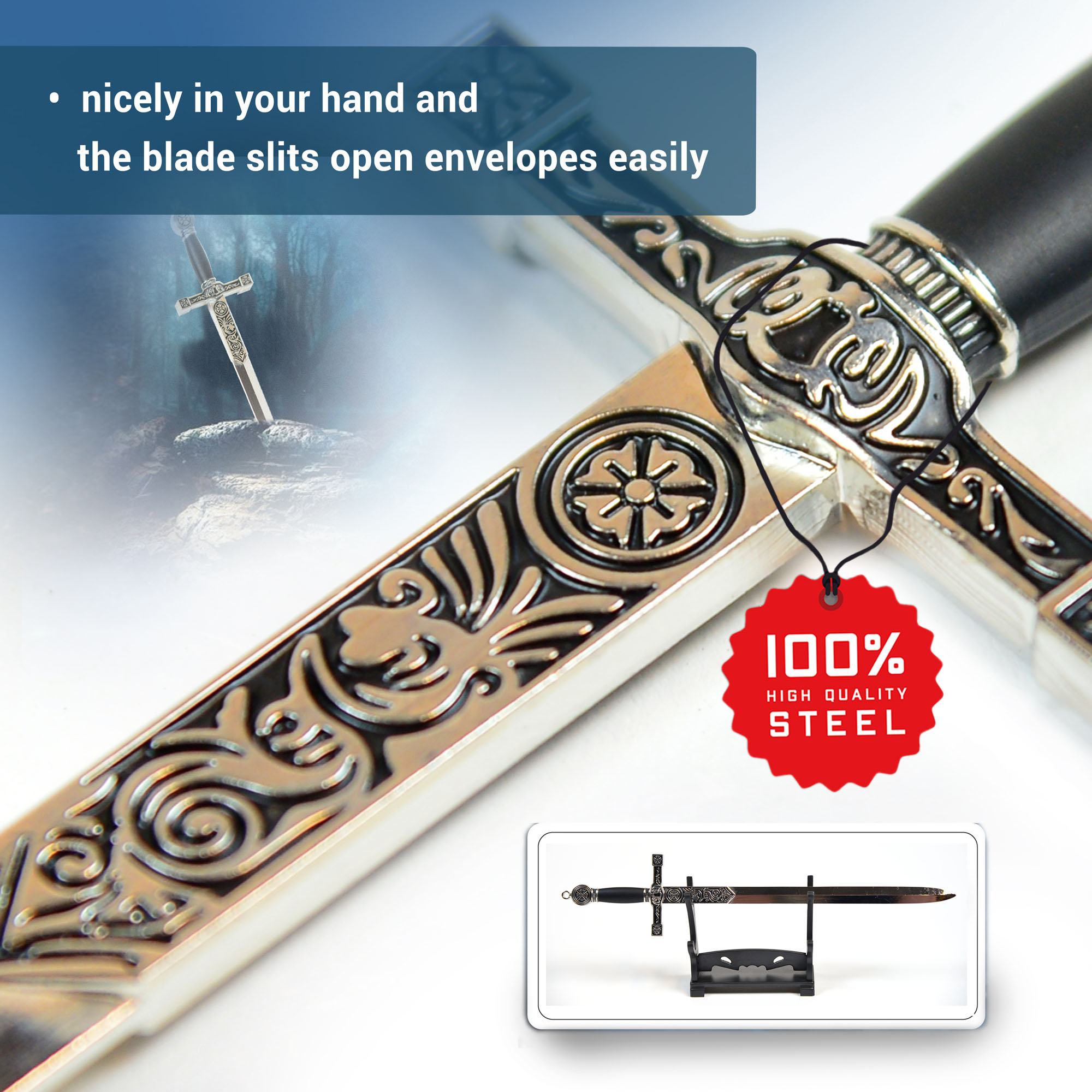 Excalibur Brieföffner mit Ständer