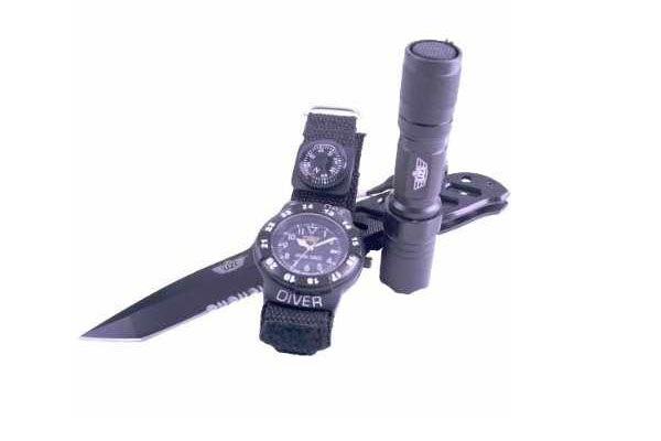 Uzi Special Forces Gift Set, Knife, Lamp, Watch