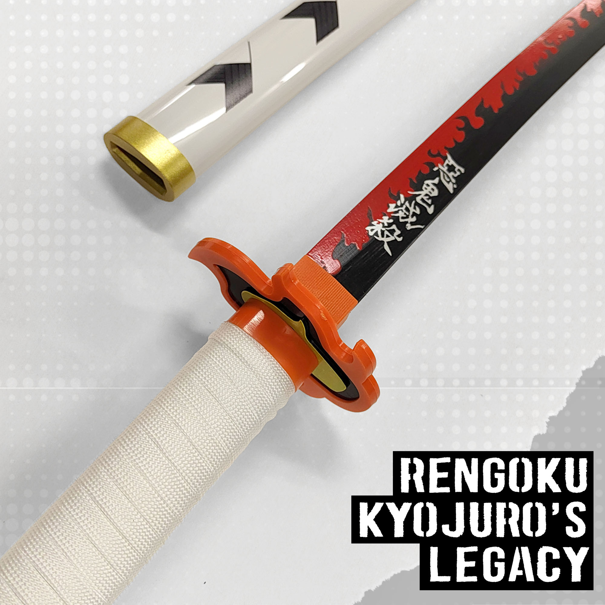 Demon Slayer - Rengoku Kyojuro sword made of wood with scabbard
