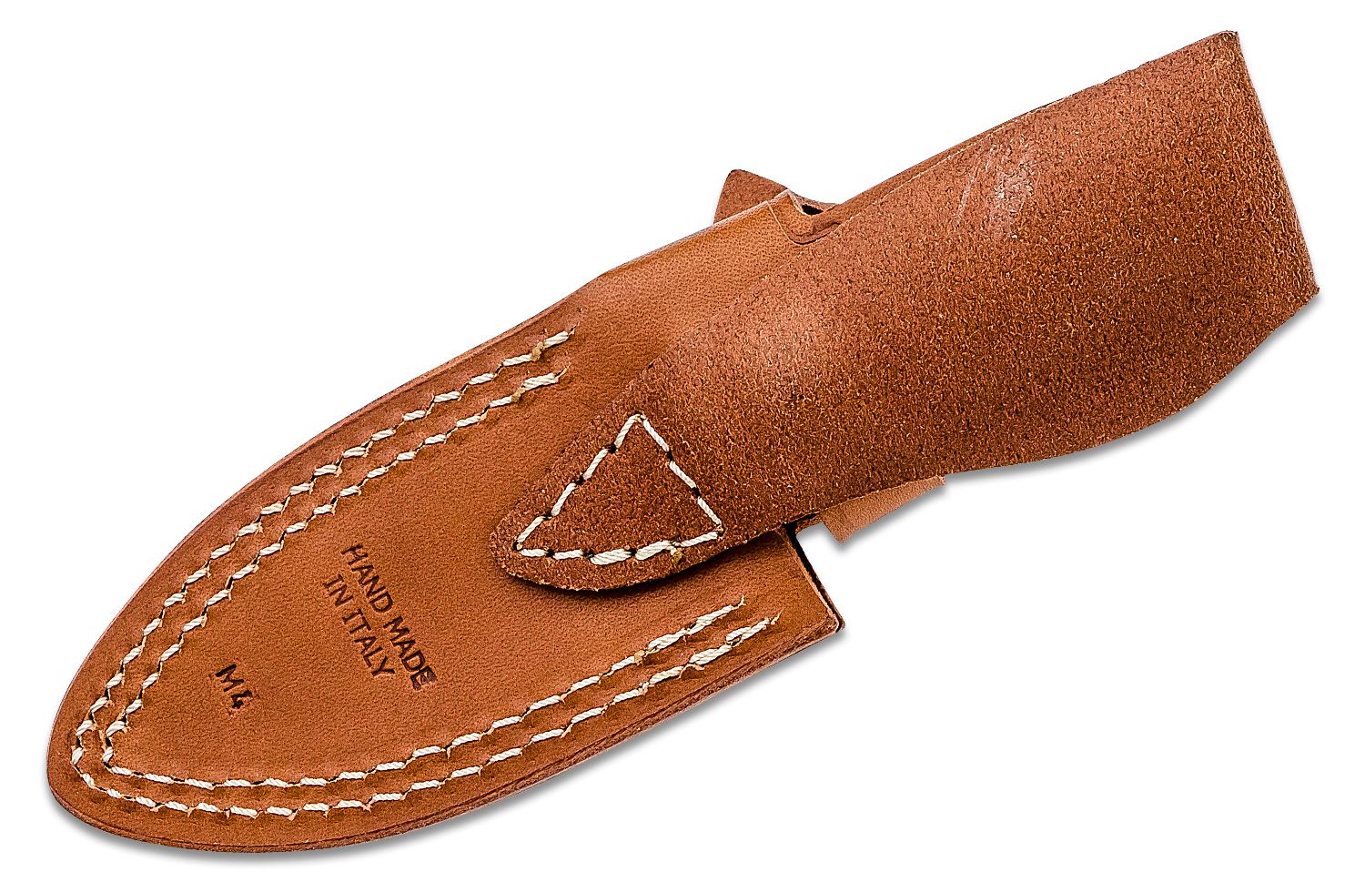 M4 UL Bushcrafting, Satin M390 glatte Klinge, Griff aus Olivenholz, Lederscheide