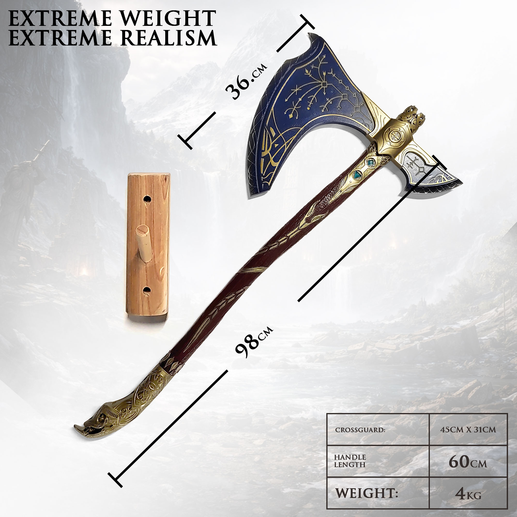 God of War: Kratos' Leviathan Axt – Massive 4kg Edition mit Leuchteffekt & Wandhalter