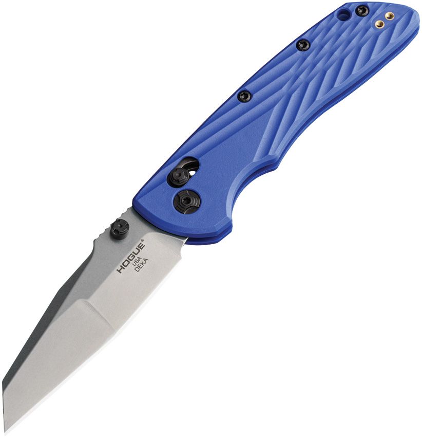 Deka ABLE, CPM-MagnaCut Stonewashed Modified Wharncliffe Blade, Blue Polymer Handle