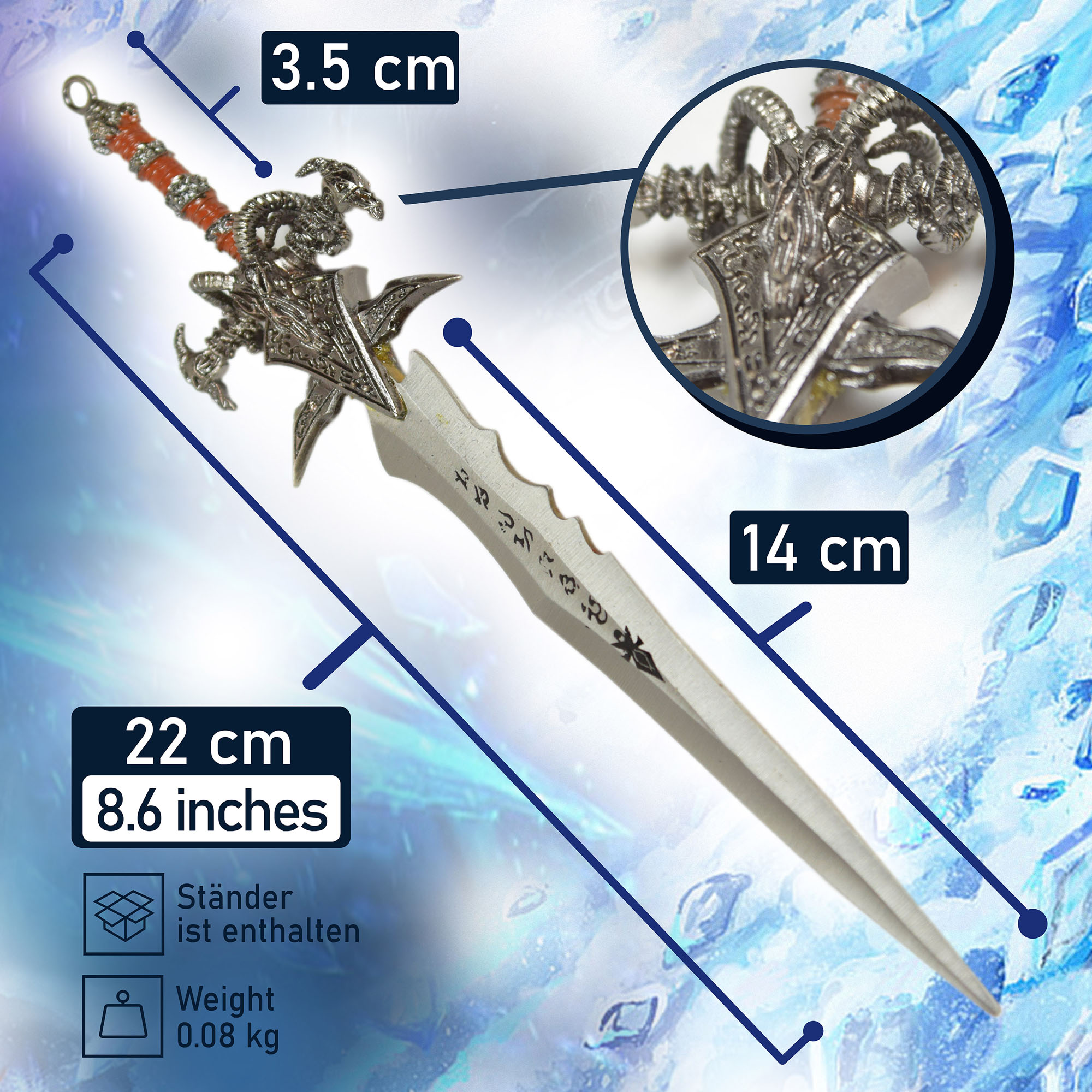 Warcraft - Frostmourne Brieföffner mit LED-Eis 
