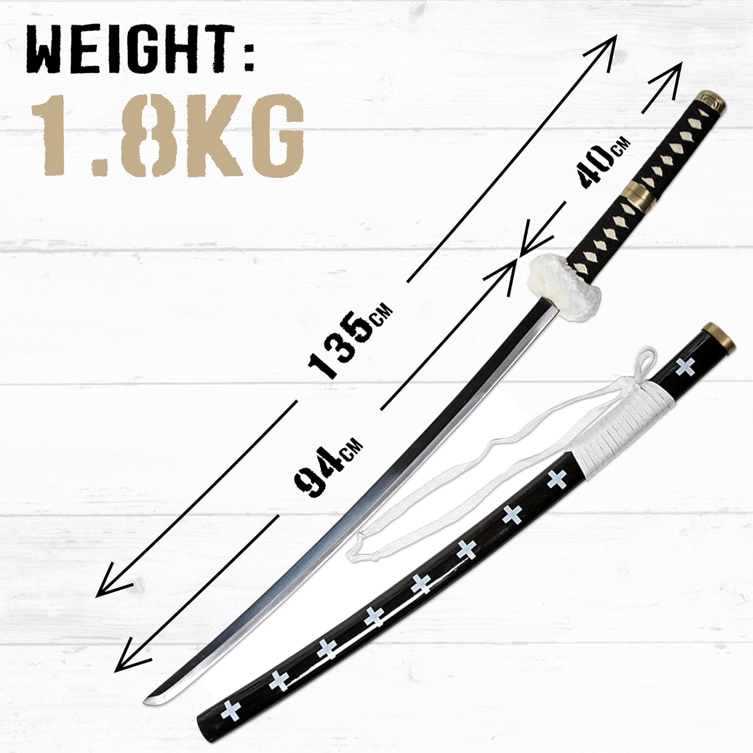 One Piece - Trafalgar Law sword brown handle 135 cm, hand forged