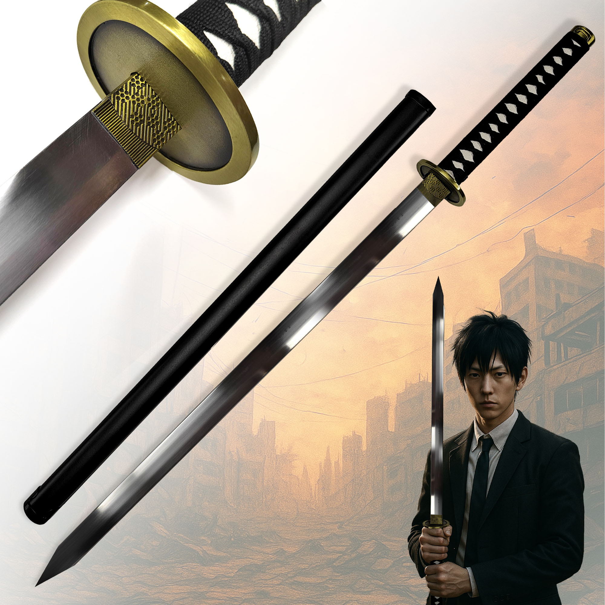 Chainsaw Man - Hayakawa Aki's Katana with Sheath (Straight blade)