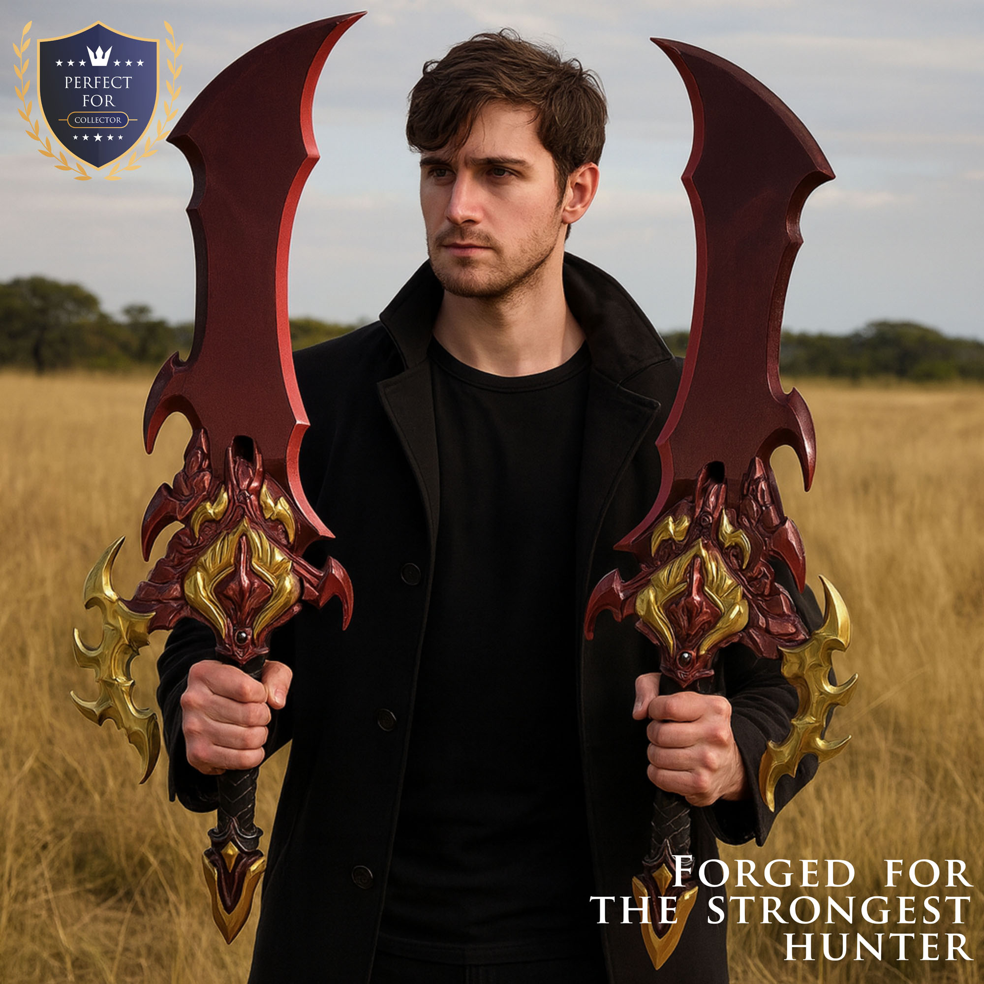 Solo Leveling: Sung Jinwoo's Demon King's Daggers (Set of 2) with Wall Mount