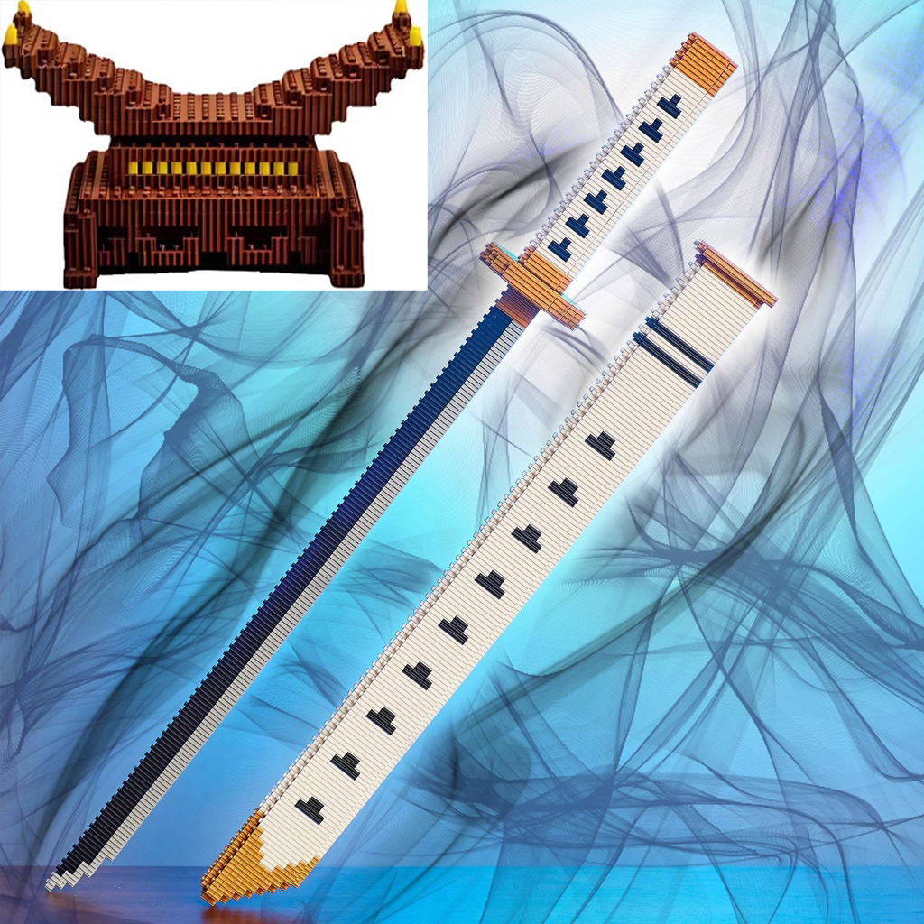 One Piece - Wado-Ichi-Monji Katana with Sheath and Stand - Building Block Version