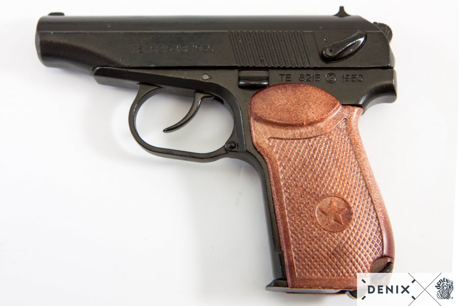 Russian Makarov pistol, red army weapon, made of metal