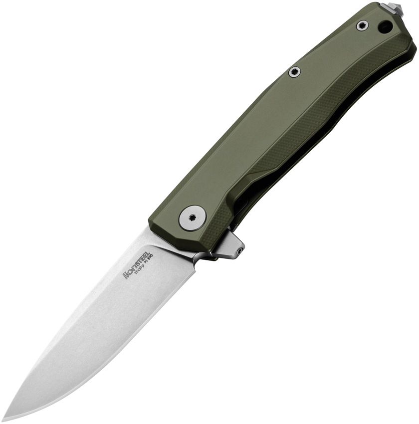 Myto, M390 Satin Blade, Green Aluminum Handle