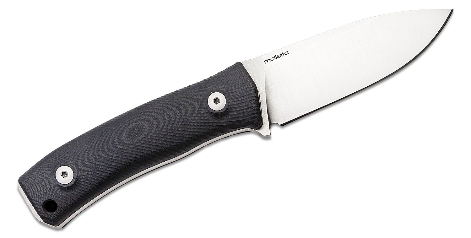 M4 G10 Bushcrafting Fixed 3.74" Satin M390 Plain Blade, Black G10 Handles, Leather Sheath