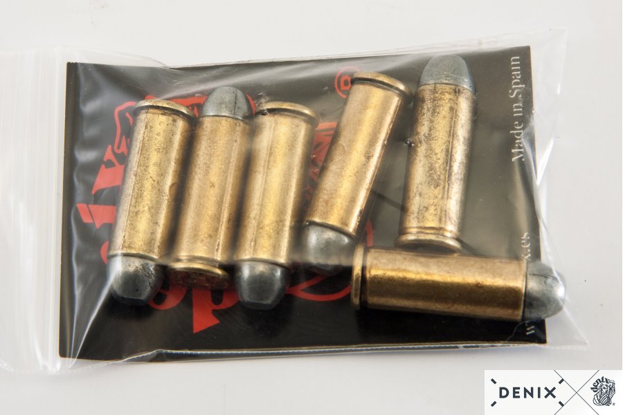 Set of 6 decorative bullets .45 original size brass-colored