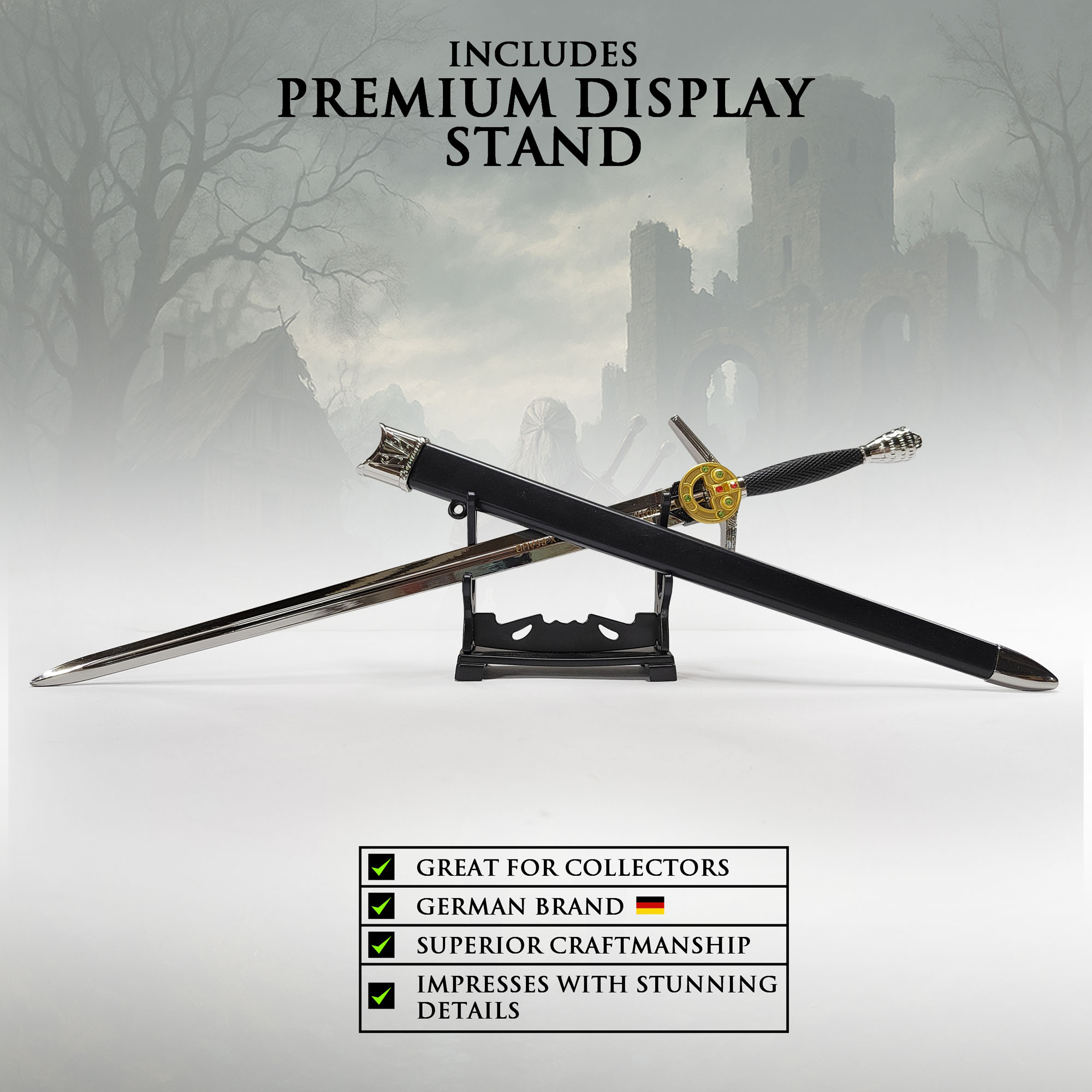 Witcher - Stahl Schwert mit Scheide, Netflix version, XL Brieföffnerversion