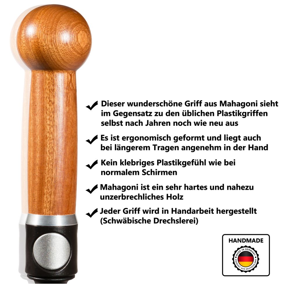 Safety umbrella "XXL extra long" knob handle, Mahogany