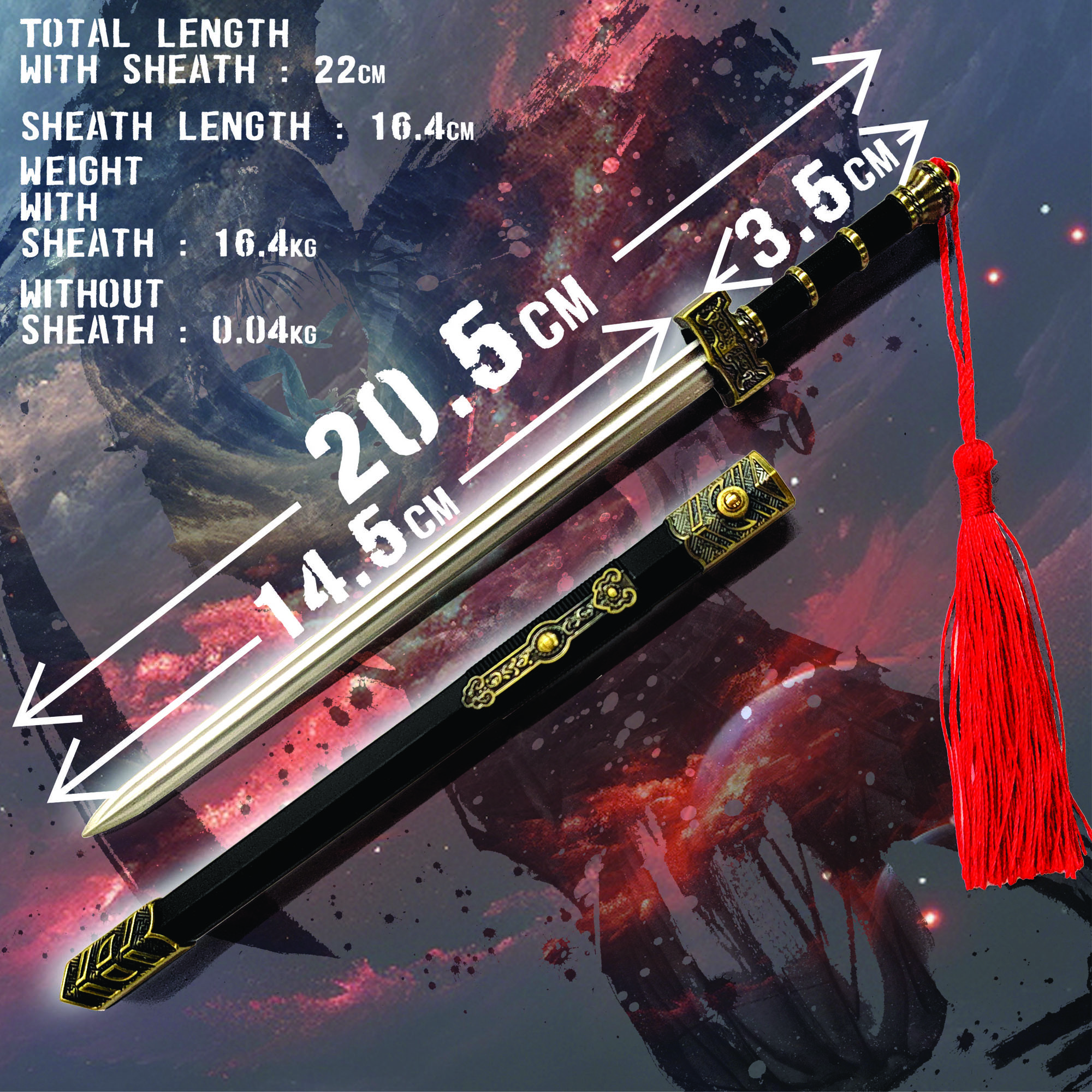 Tai Chi Schwert – Kung Fu Jian Schwert Brieföffner mit Scheide und Ständer