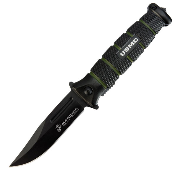 U.S.M.C. Kampfmesser schwarz & grün mit Öffnungshilfe
