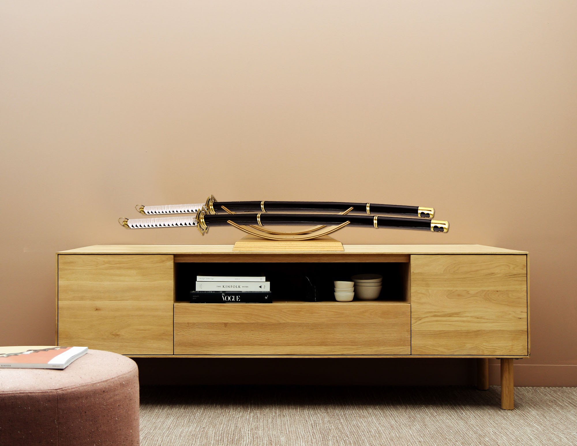 Design Sword stand for 2 swords – natural wood