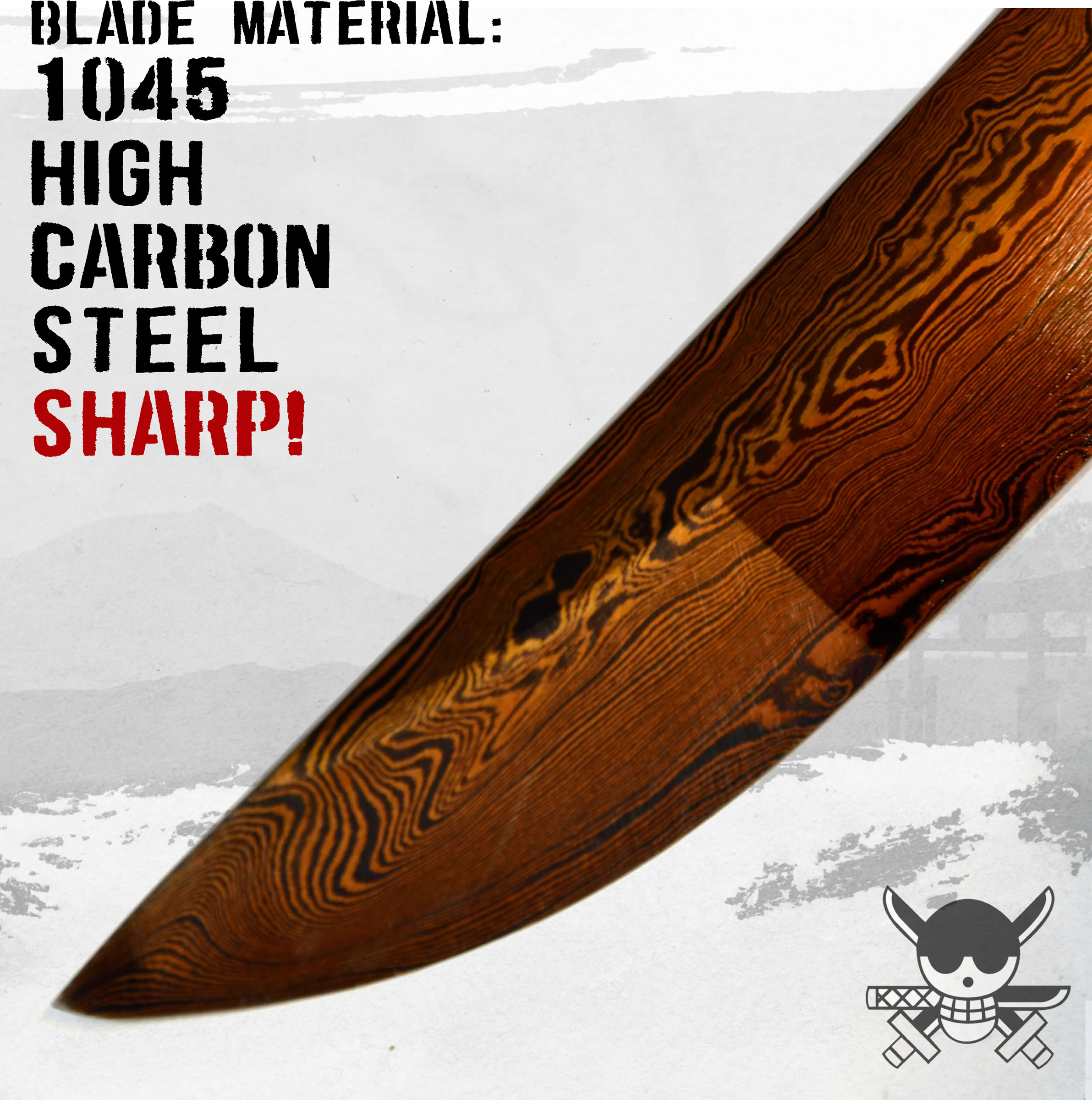 One Piece - Oden's Enma Schwert - handgeschmiedet & gefaltet, Set - Blutdamast Edition