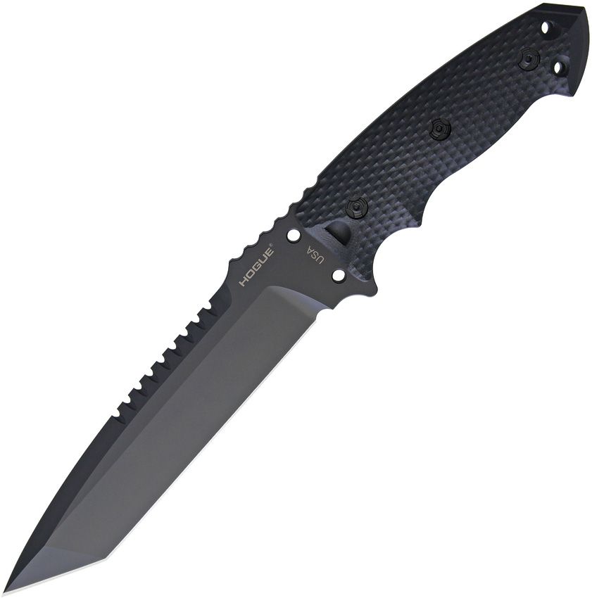 EX-F01, A2 Carbon Steel Black Tanto Blade, Black G10 Handles, MOLLE Sheath