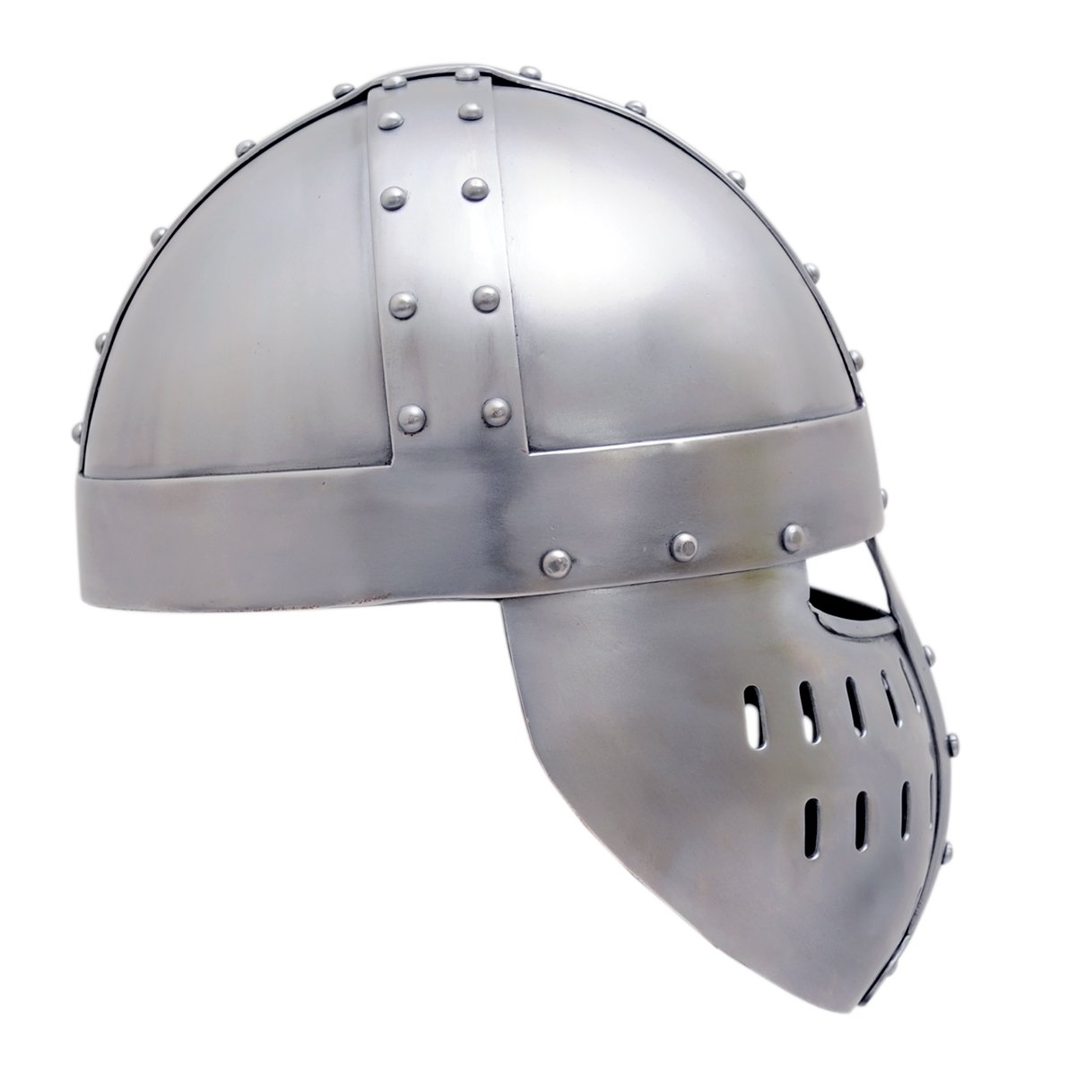 Crusader Face Plate Helm (AMENDED) -14 G Stahl mit Lederfutter