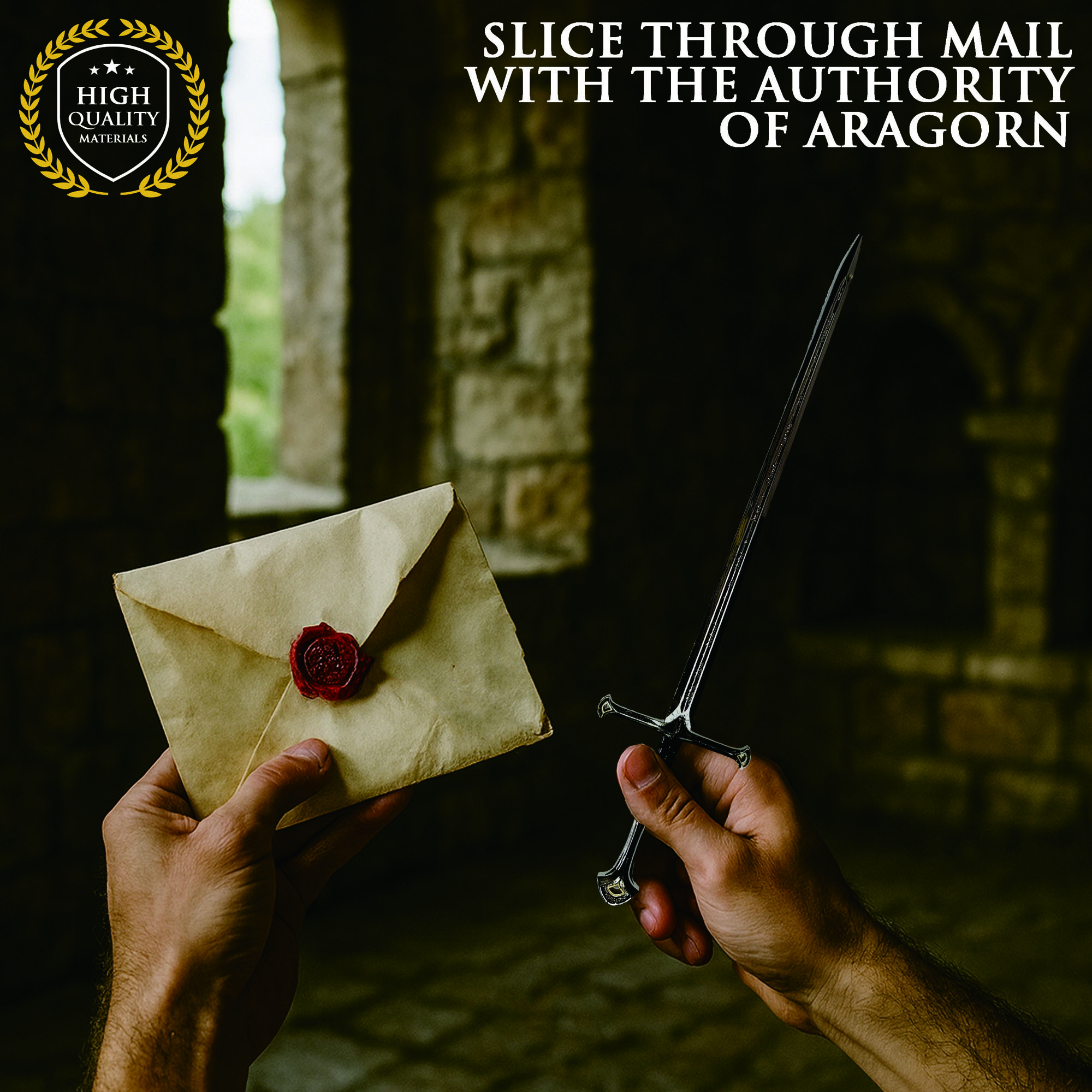 Anduril Schwert mit Scheide, XL Brieföffnerversion