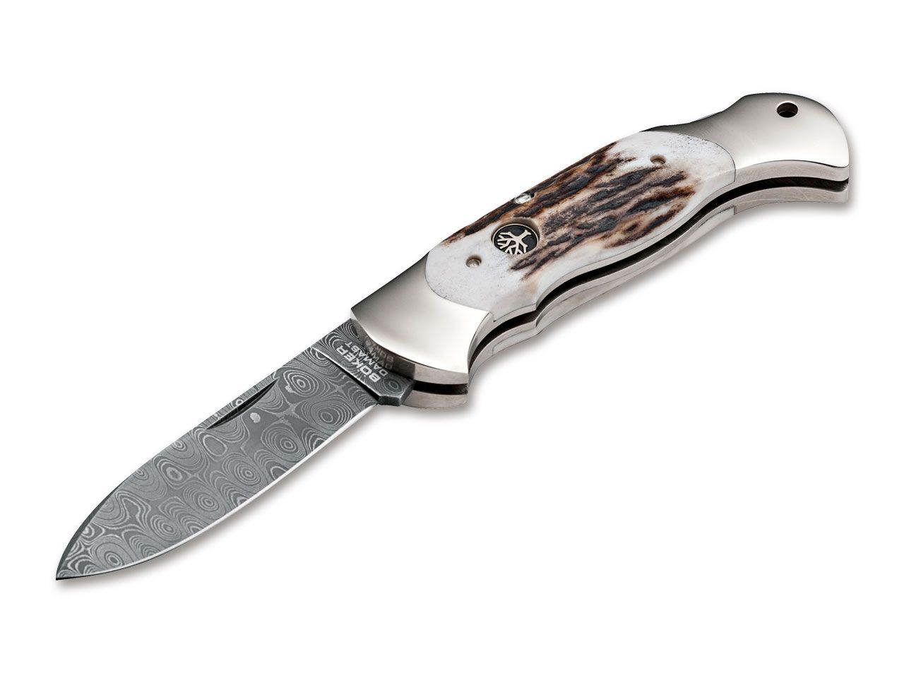 Scout Spearpoint Stag Damascus