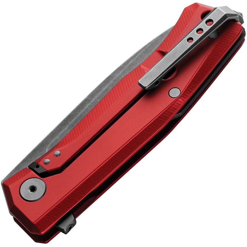 Myto, M390 Black PVD Stonewashed Blade, Red Aluminum Handle