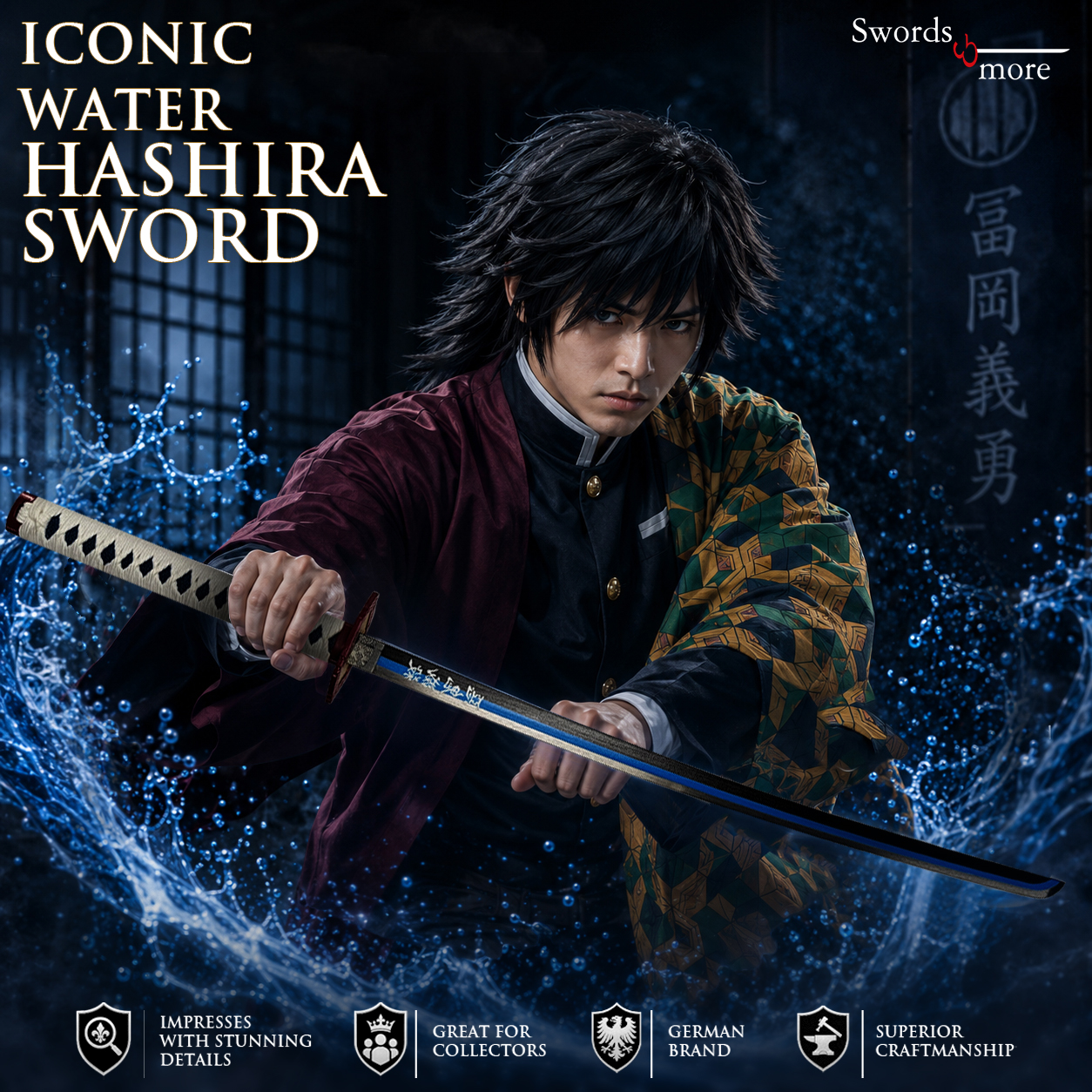 Demon Slayer: Kimetsu no Yaiba Tomioka Giyuu's Schwert mit schwarzer Scheide