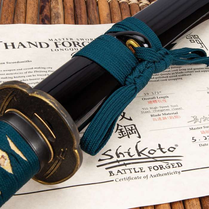 Shikoto Hammer-Forged Longquan Master Teal Katana