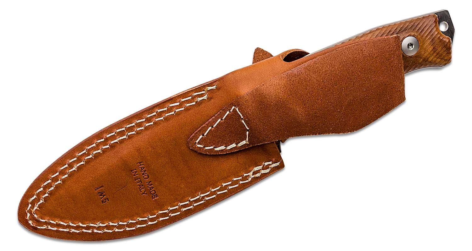 M5 Hunter, Satin Sleipner Plain Blade, Santos Wood Handles, Leather Sheath