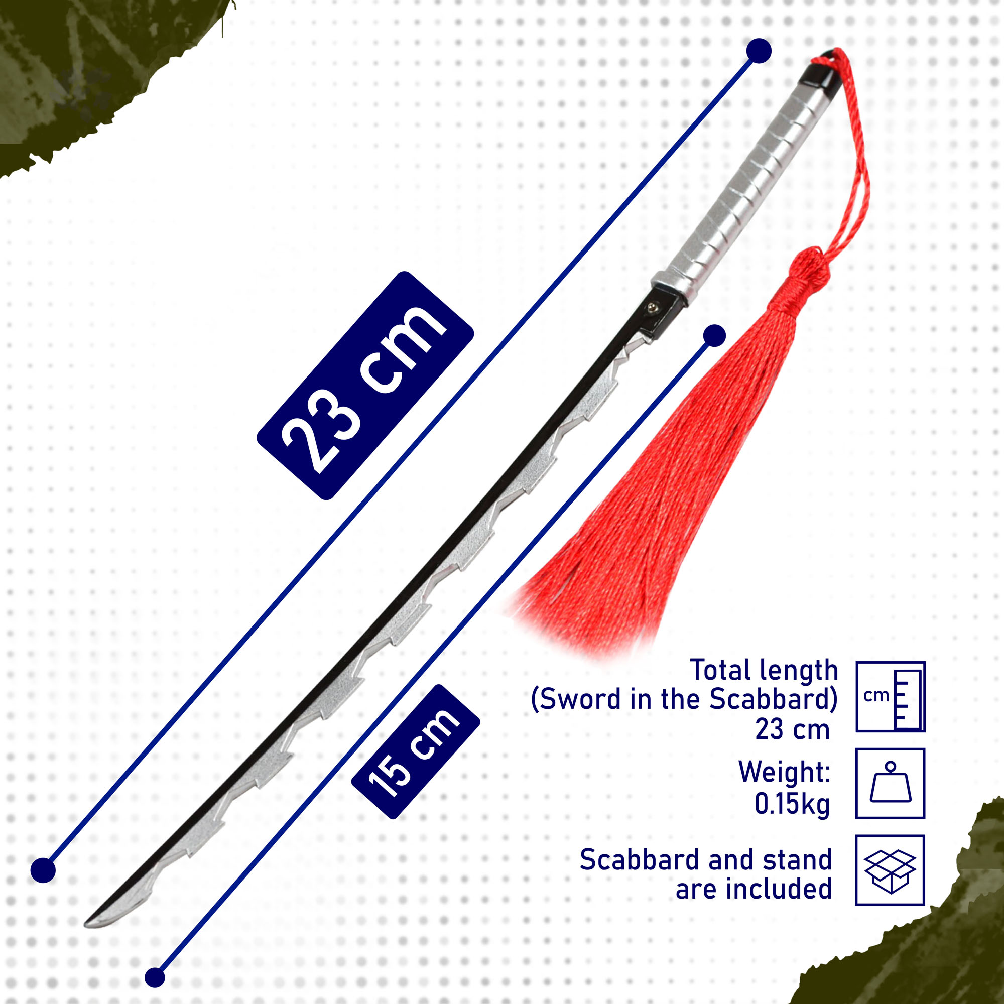 Demon Slayer – Hashibira Inosuke Katana Brieföffner Schwert mit Scheide und Ständer