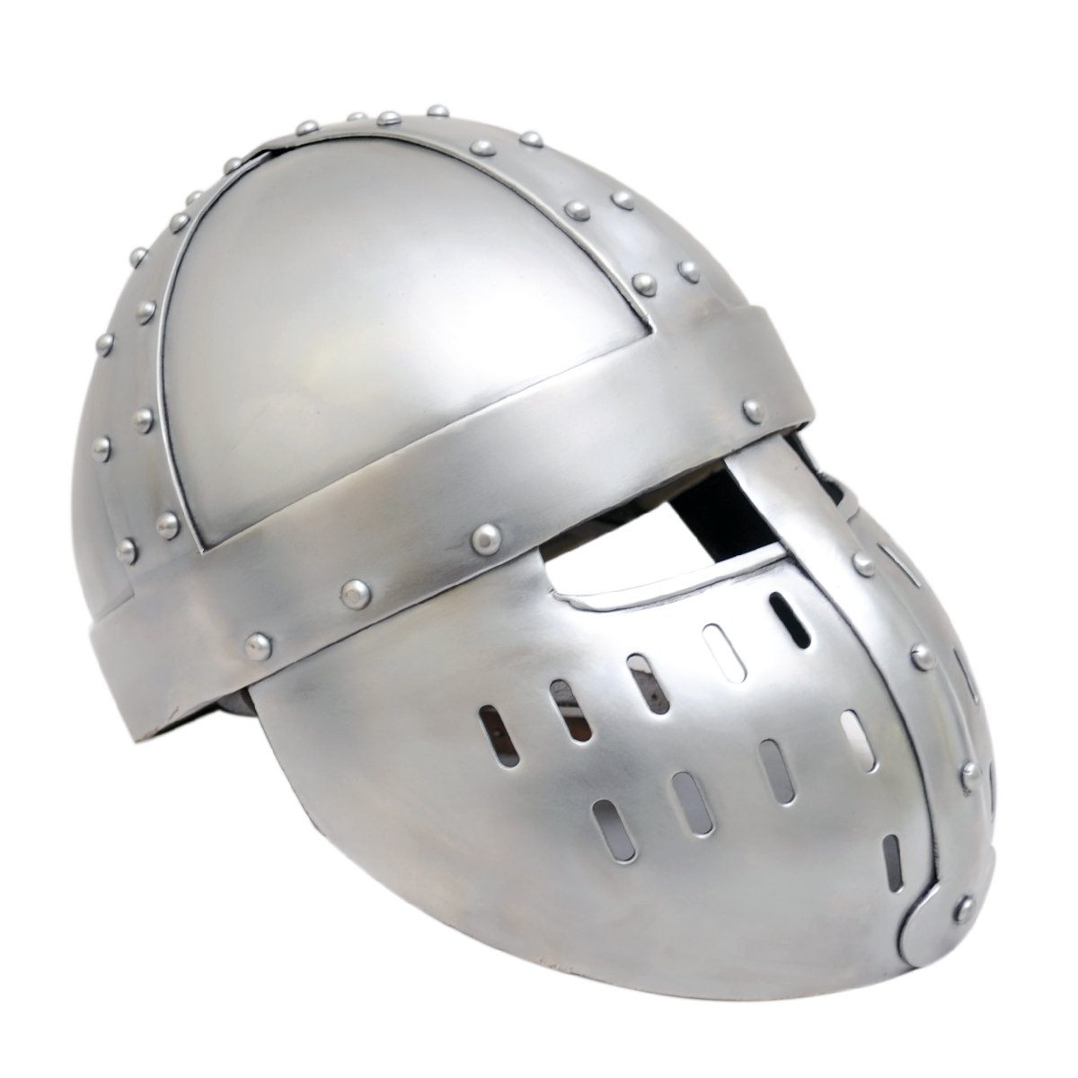 Crusader Face Plate Helm (AMENDED) -14 G Stahl mit Lederfutter