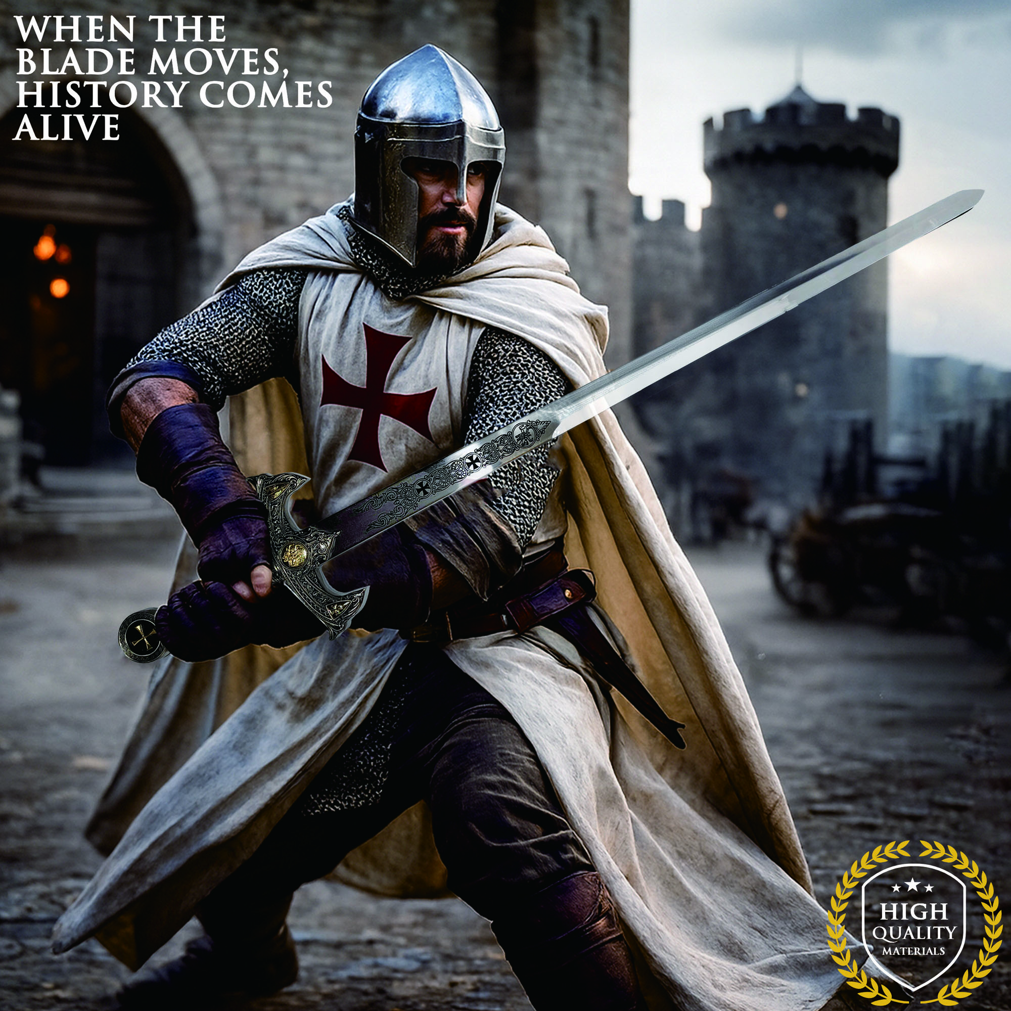 Knights Templar Greatsword – Massive Replica with Wall Mount