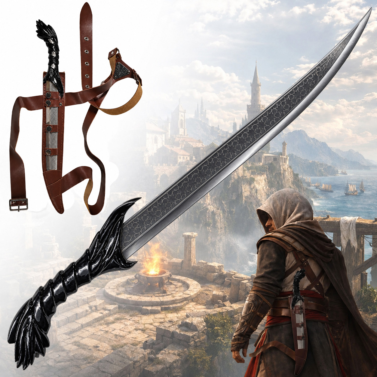 Assassin's Creed Kurzschwert – Agiler Dolch mit tragbarer Gürtelscheide
