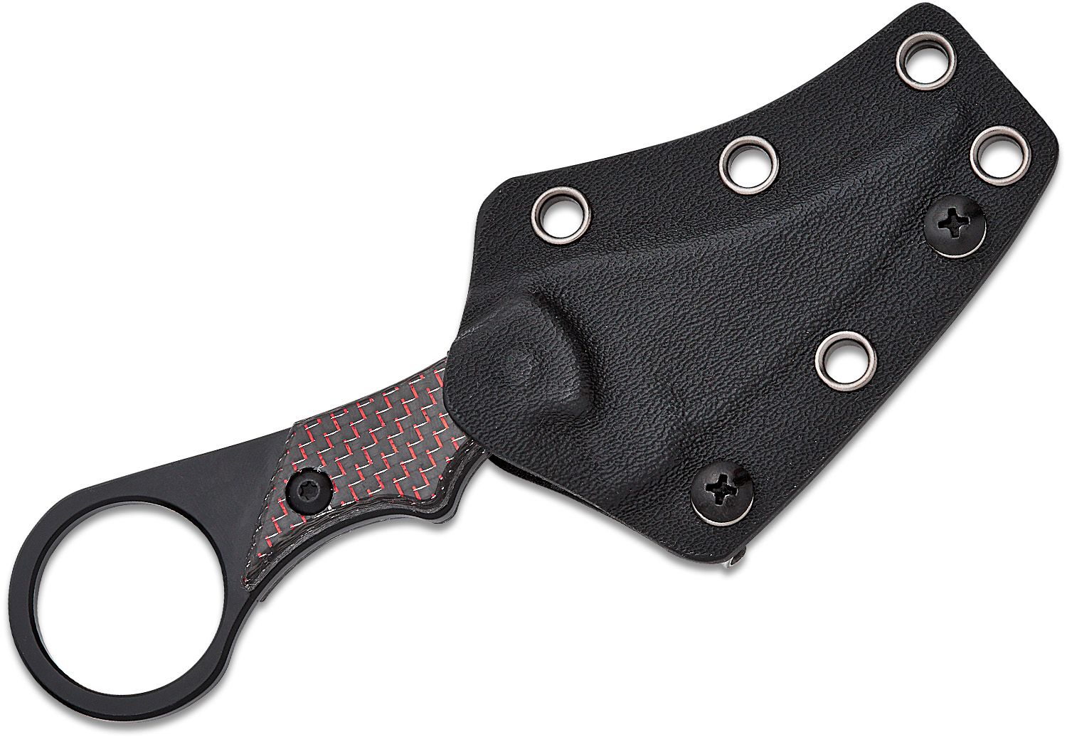 Sabot III Black Blade, Red Twill Carbon Fiber Handles