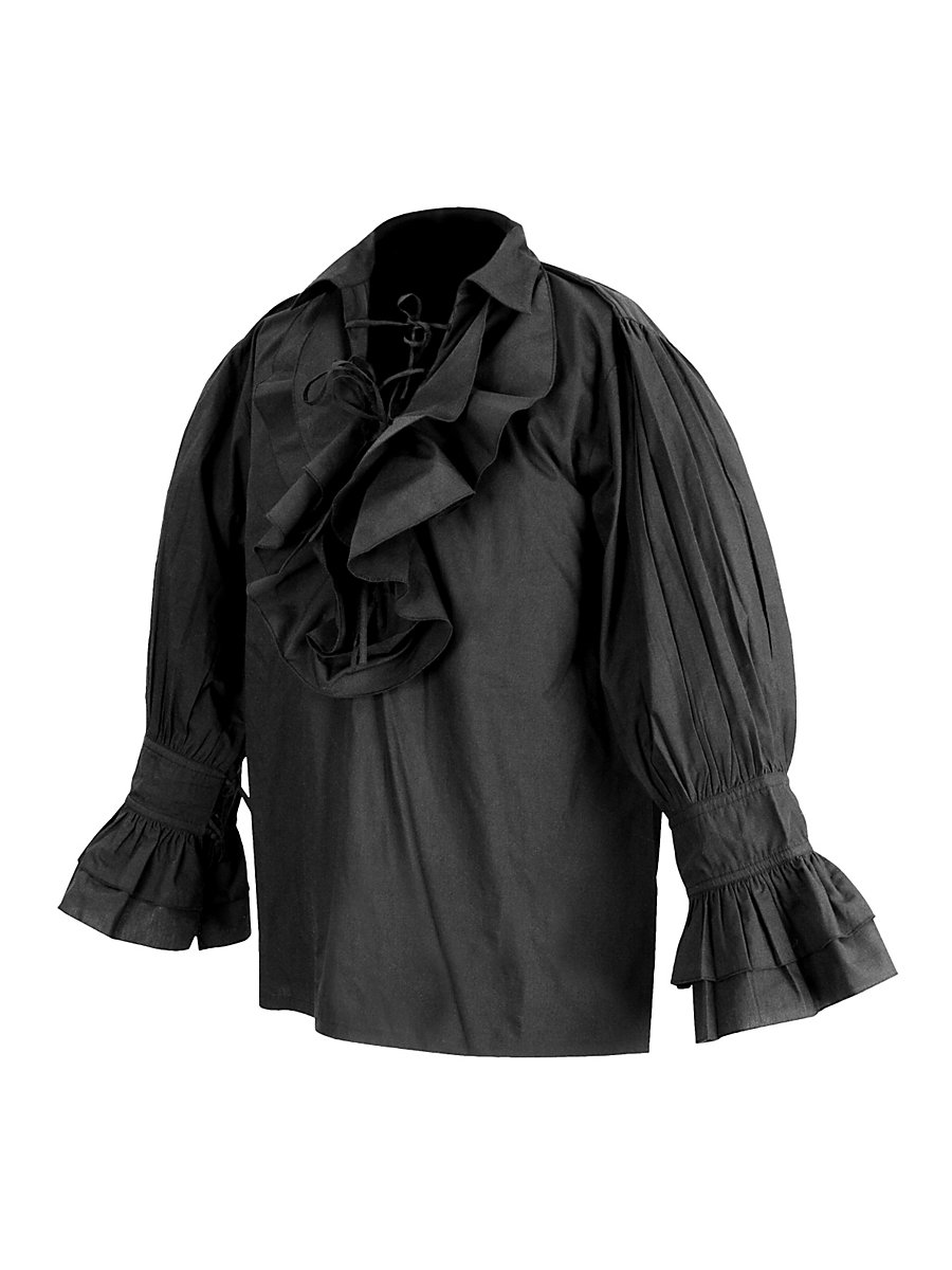 Rüschenhemd Renaissance schwarz, Größe L/XL