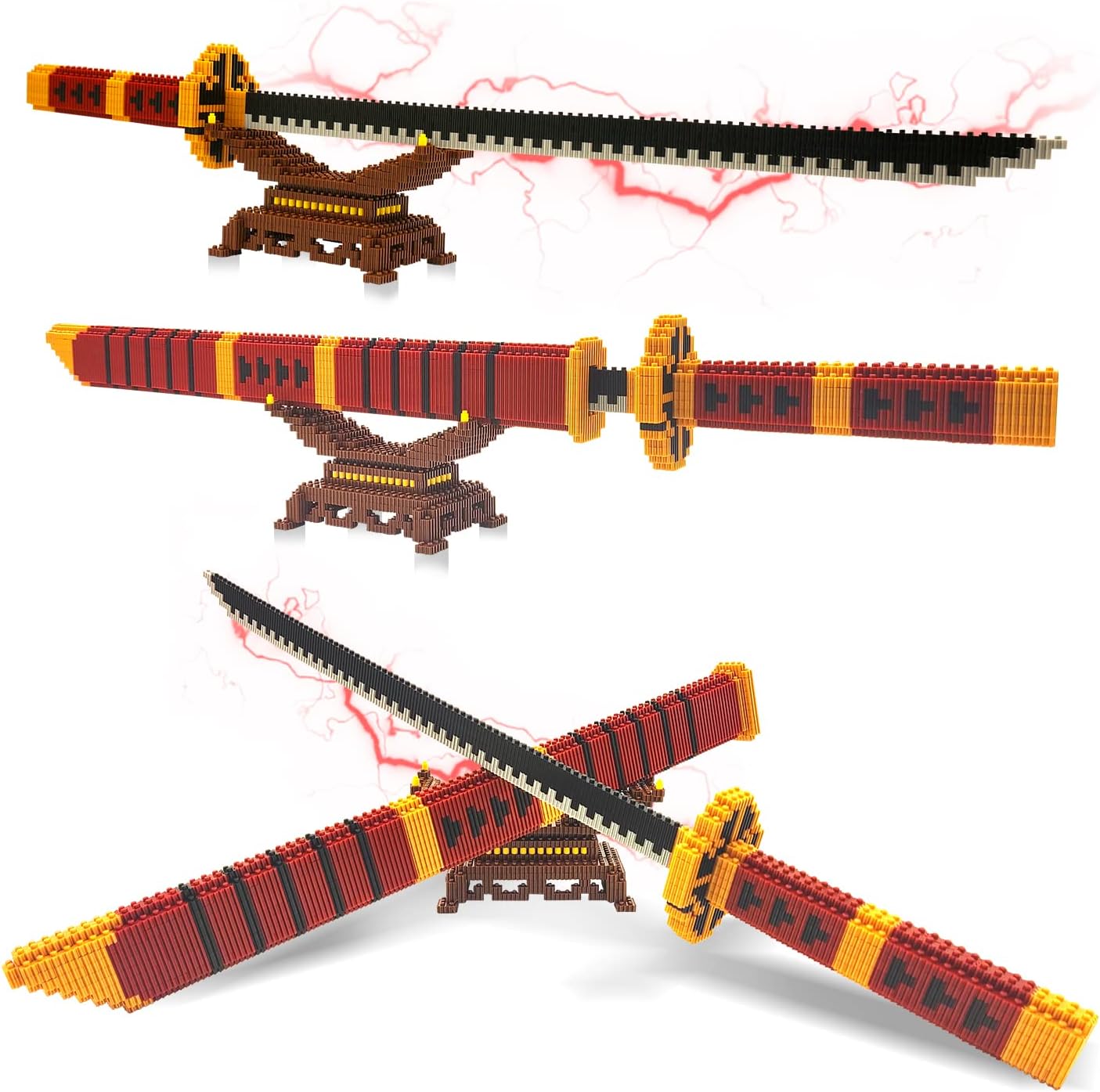 One Piece - Sandai Kitetsu Katana with Sheath and Stand - Bricks Stone Version